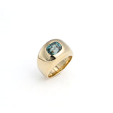 14k Blue Zircon Cushion Bombe Ring