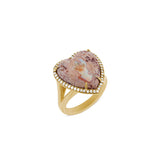 14k Heart Shape Mexican Fire Opal Cathedral Ring "One of a Kind"