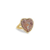 14k Heart Shape Mexican Fire Opal Cathedral Ring "One of a Kind"