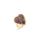 14k Heart Shape Mexican Fire Opal Joni Ring - One of a Kind