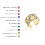 14k Rainbow Gemstone Sunrise Mini Cuff Ring