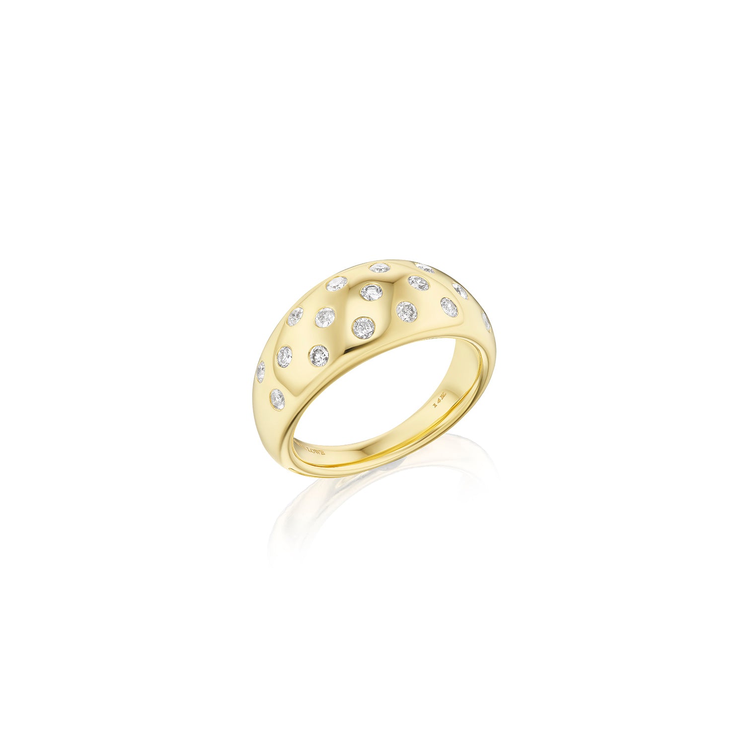 14k Waterdrop Diamond Domed Band Ring – Sheryl Lowe