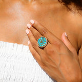 14k Ammonite & Turquoise Ring - One of a Kind