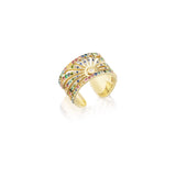 14k Rainbow Gemstone Sunrise Mini Cuff Ring