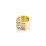 14k Rainbow Gemstone Sunrise Mini Cuff Ring
