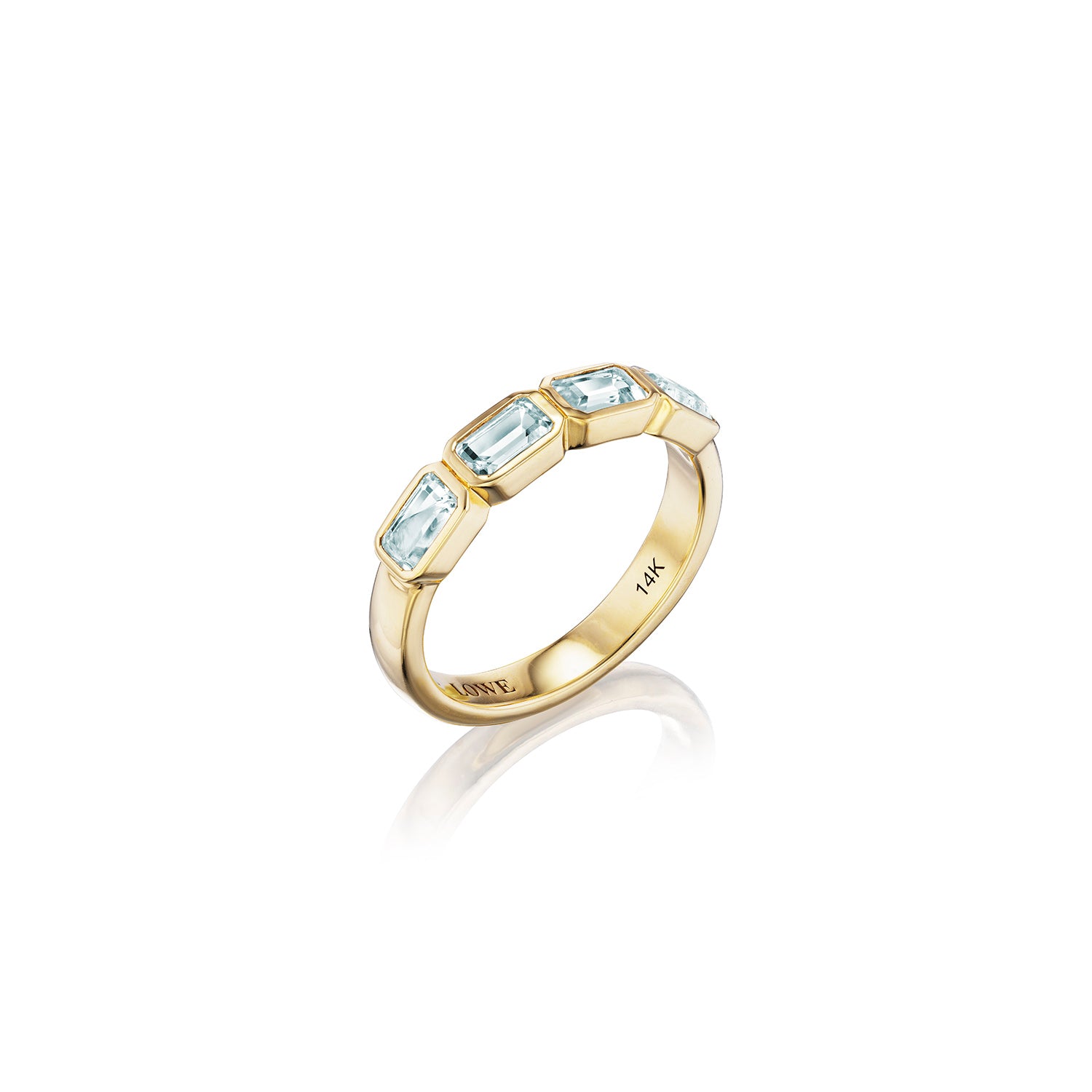 14k Aquamarine Emerald Cut Stacking Band Ring – Sheryl Lowe