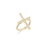 14k Diamond Cross Cathedral Set Ring