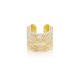 14K Yellow Gold Ocean Sunrise Diamond Ring