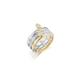 14k Yellow Gold and Silver Diamond Snake Ring