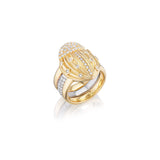 14k Diamond Love Bug Triple Shank Ring