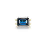 London Blue Topaz with Black Rhodium Trim on 14k Double Shank Ring