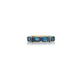 Mix Metal London Blue Topaz Emerald Cut Stacking Band Ring
