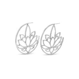Lotus Cutout Diamond Hoop Earrings - 51mm