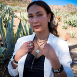 Diamond Sun Pendant with Multi Chain Fringe Necklace - 18"