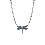 Boulder Opal Dragonfly Pendant on Cable Chain Necklace - One of a Kind