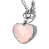 Rose Quartz & Diamond Heart Chain Necklace