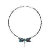 Boulder Opal Dragonfly Pendant on Cable Chain Necklace - One of a Kind