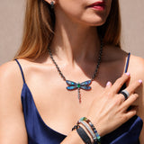 Boulder Opal Dragonfly Pendant on Cable Chain Necklace - One of a Kind