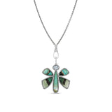 Petrified Indonesian Wood & Diamond Butterfly Pendant - One of a Kind