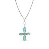 Indonesian Wood Opal Cross Pendant on Cable Chain with Diamond Swivel Clasp - One of a Kind
