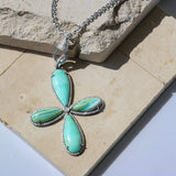Indonesian Wood Opal Cross Pendant on Cable Chain with Diamond Swivel Clasp - One of a Kind