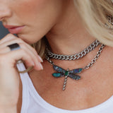 Boulder Opal Dragonfly Pendant on Cable Chain Necklace - One of a Kind