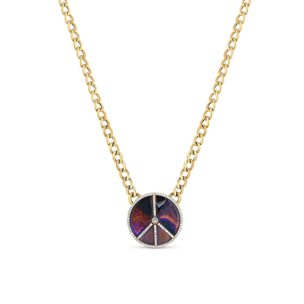 Black Enamel Rhinestone PEACE Symbol Pendant Necklace Sterling Chain - Ruby  Lane