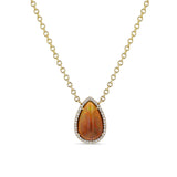 14k Ethiopian Opal Teardrop Pendant on Gold Chain Necklace "One of a Kind"