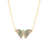 14k Gold Australian Opal and Emerald Butterfly Necklace "One of a Kind"