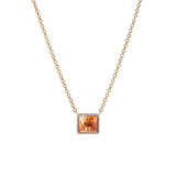 14k Peach Tourmaline and Diamond Square Pendnat on Cable Chain - One of a Kind
