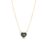 14k Green Tourmaline Heart Pendant on Cable Chain Necklace "One of Kind"