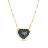 14k Green Tourmaline Heart Pendant on Cable Chain Necklace "One of Kind"