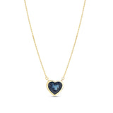 14k London Blue Topaz Heart Pendant on Cable Chain Necklace