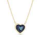 14k London Blue Topaz Heart Pendant on Cable Chain Necklace