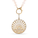 14k Ocean Sunrise Diamond Pendant on Freshwater Peral Necklace "One of a Kind"