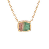 14k Watermelon Tourmaline Pendant on Cable Chain Necklace - One of a Kind