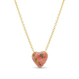 14k Heart Shaped Mexican Fire Opal Pendant on Cable Chain Necklace - One of a Kind