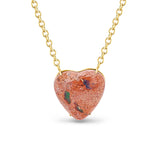 14k Heart Shaped Mexican Fire Opal Pendant on Cable Chain Necklace - One of a Kind