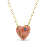 14k Heart Shaped Mexican Fire Opal Pendant on Cable Chain Necklace - One of a Kind