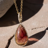 14k Russian Tourmaline Teardrop Pendants on Cable Chain - One of a Kind