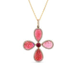 14k Pink Tourmaline & Diamond Cross Pendant - One of a Kind