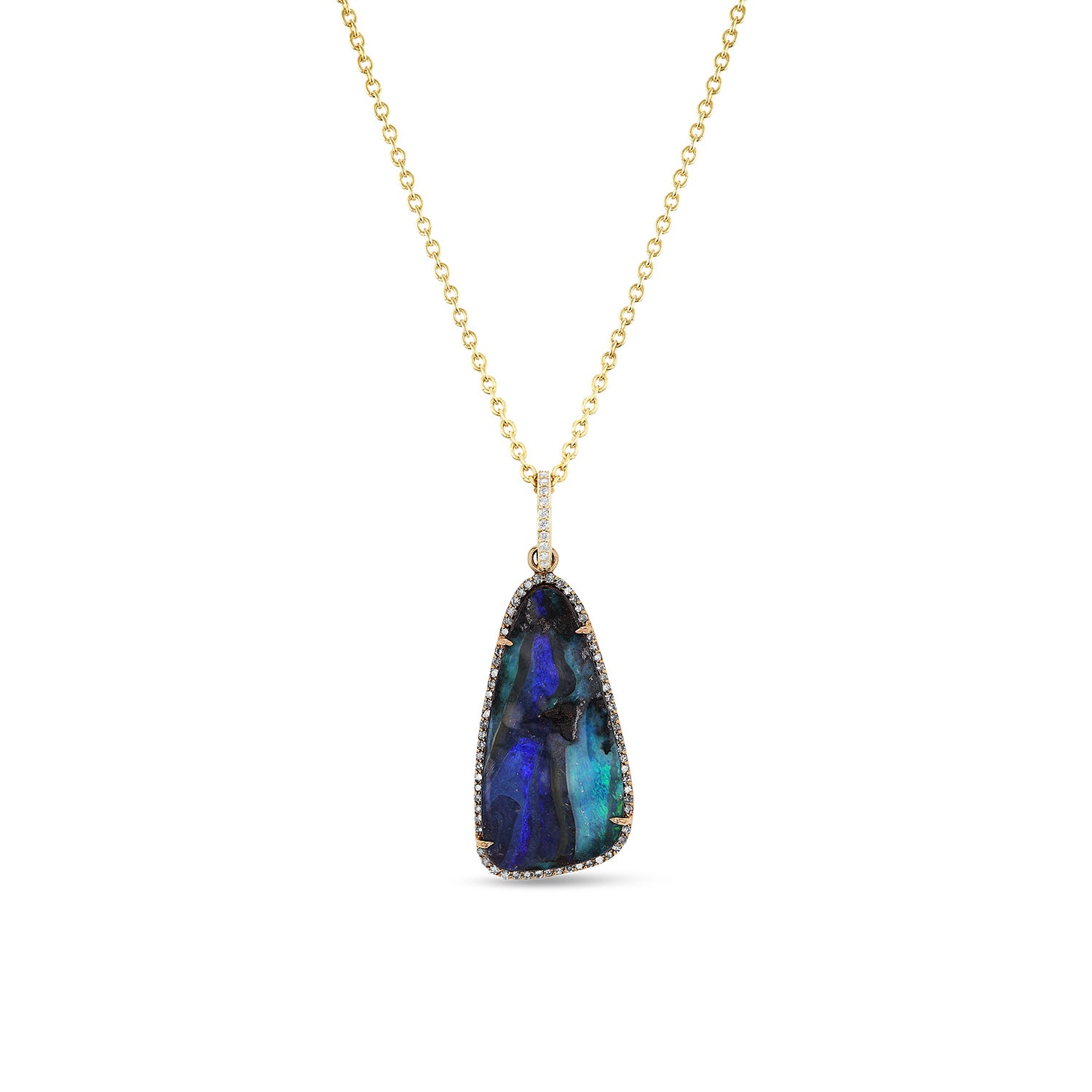 14k Boulder Opal & Diamond Pendant - One of a Kind