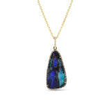 14k Boulder Opal & Diamond Pendant - One of a Kind