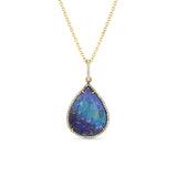 14k Opal and Diamond Teardrop Pendant - One of a Kind