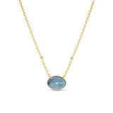 14k Boulder Opal & Diamond Oval Pendant on Cable Chain - One of a Kind