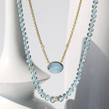 14k Boulder Opal & Diamond Oval Pendant on Cable Chain - One of a Kind