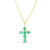 Columbian Emerald Bezel Set Cross Necklace - One of a Kind