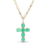 Columbian Emerald Bezel Set Cross Necklace - One of a Kind