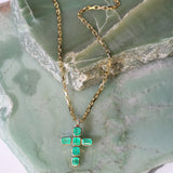 Columbian Emerald Bezel Set Cross Necklace - One of a Kind