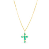 Columbian Emerald Bezel Set Cross Necklace - One of a Kind